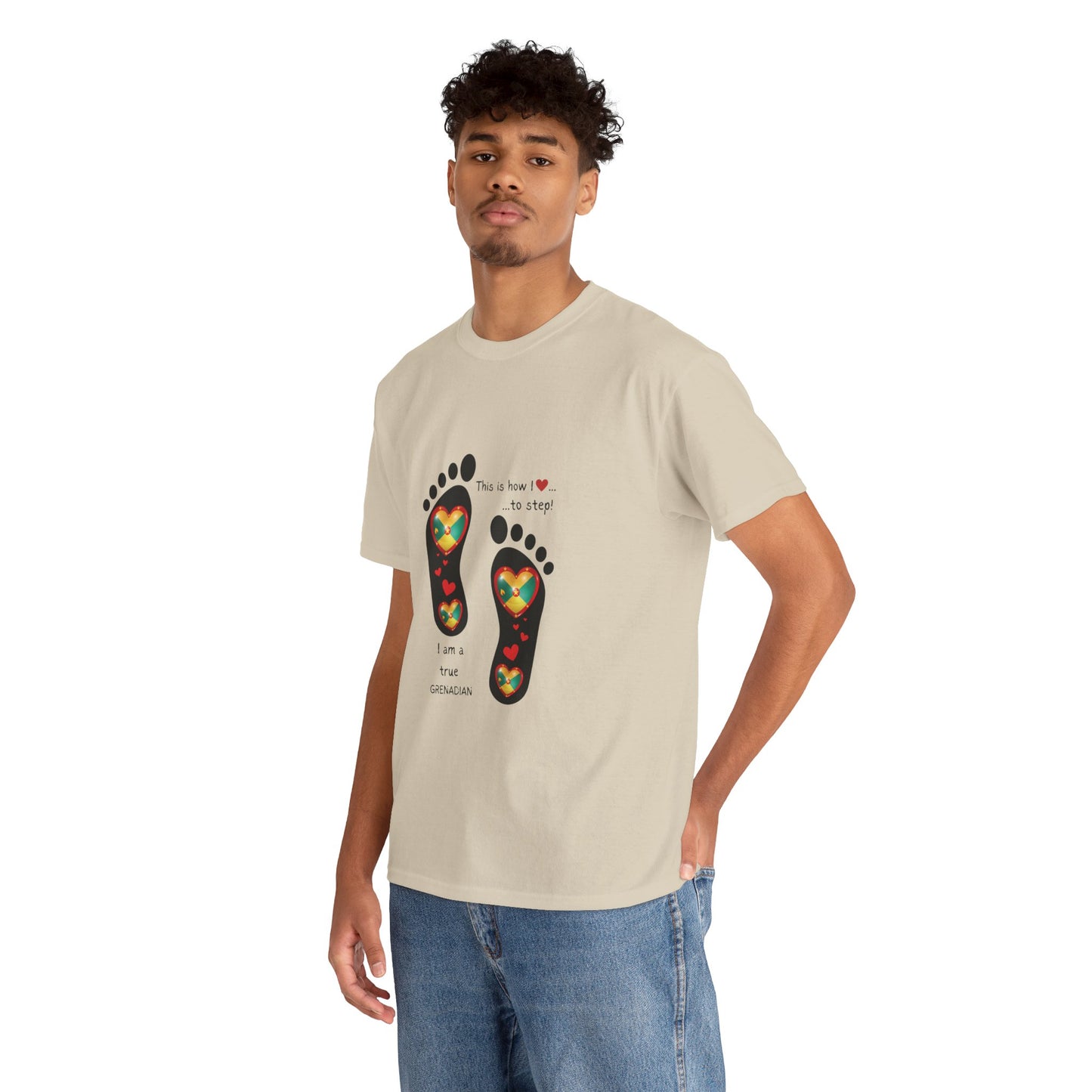 Unisex Heavy Cotton Tee - LoveJustJules Grenadian Heart Flag Tee - Gift Idea