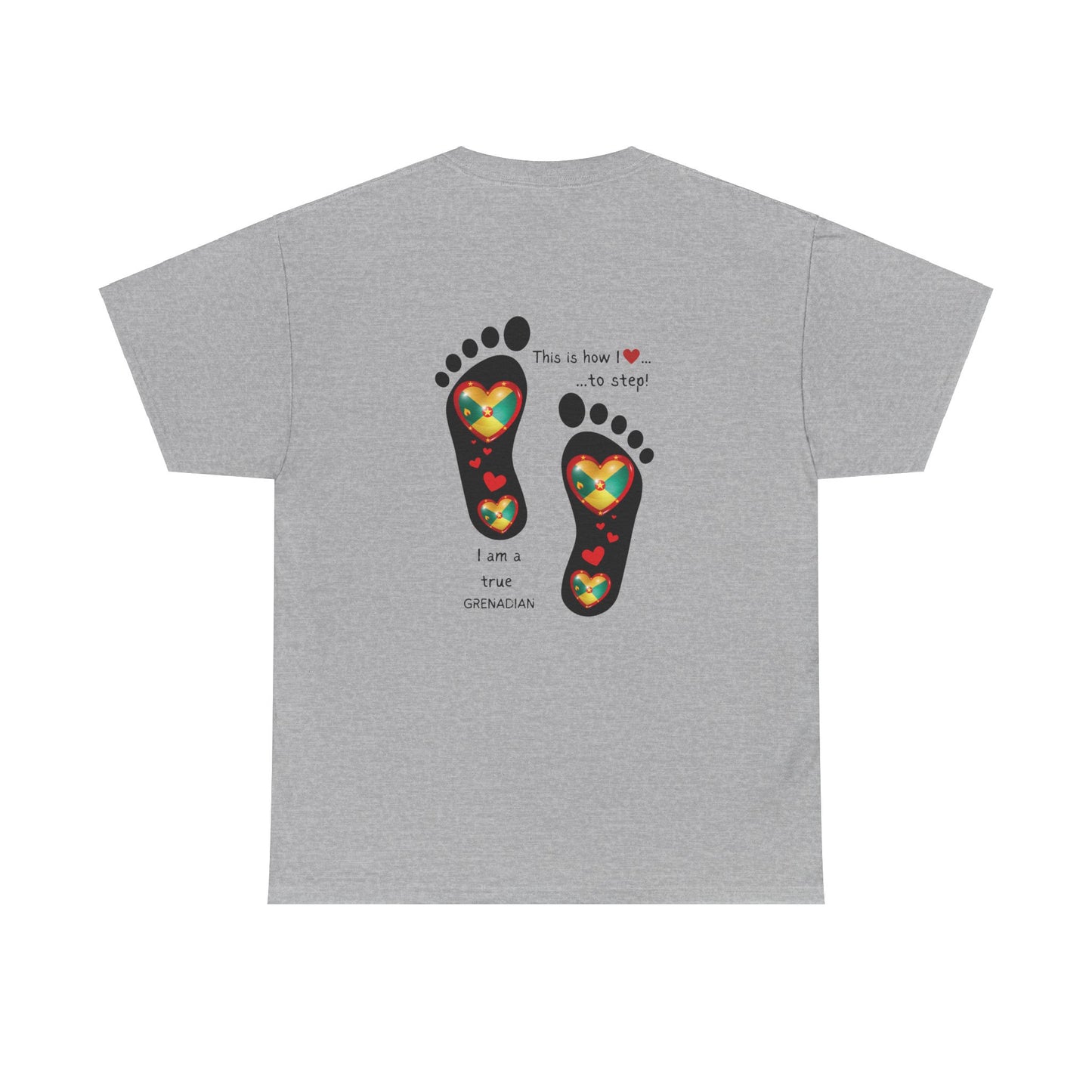 Unisex Heavy Cotton Tee - LoveJustJules Grenadian Heart Flag Tee - Gift Idea