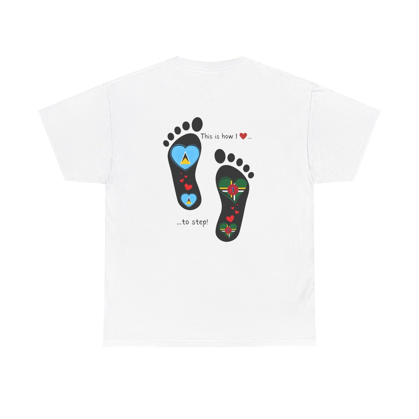 Caribbean Fusion: Footprint Flags Tee - Celebrate Saint Lucia & Dominica in Style!