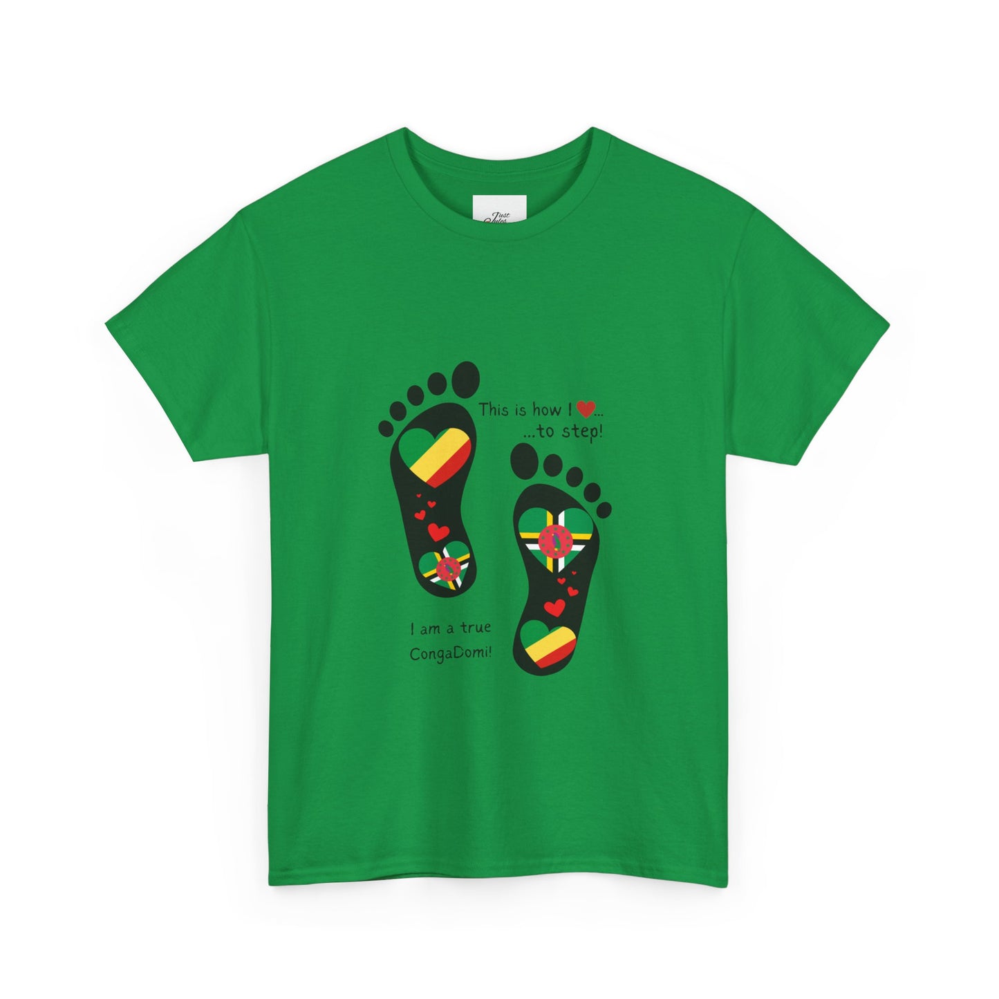 Unisex Heavy Cotton Tee - "Celebrating The Republic of the Congo & Dominica in Every Step" - Heritage Fusion By LoveJustJules