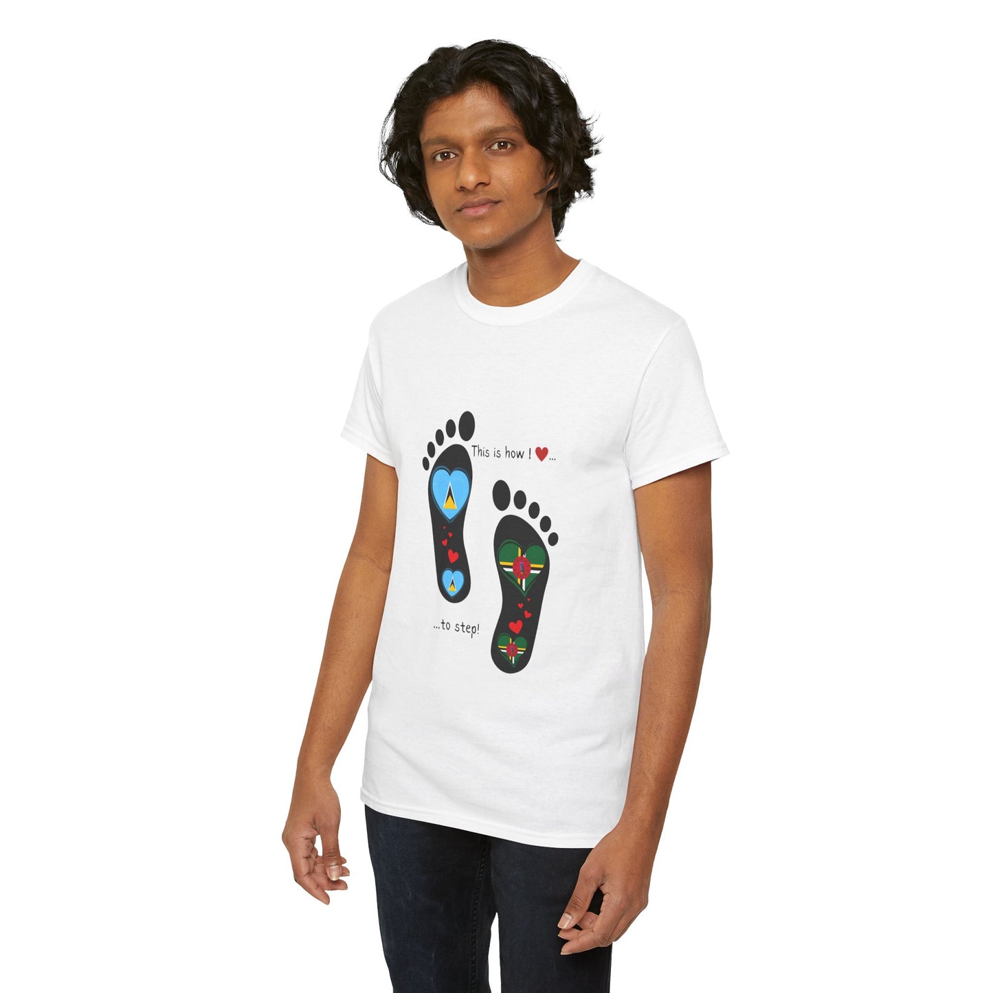 Caribbean Fusion: Footprint Flags Tee - Celebrate Saint Lucia & Dominica in Style!