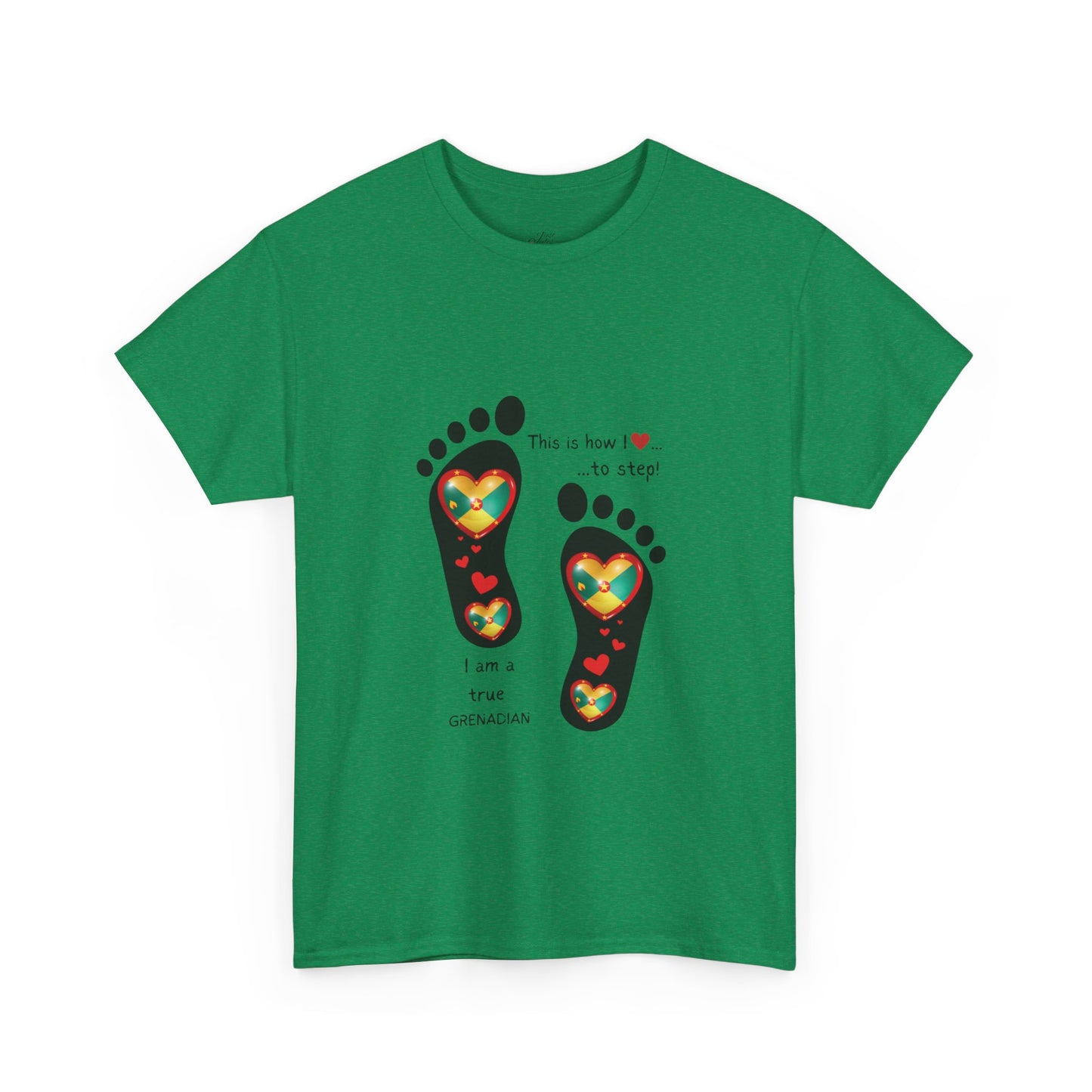 Unisex Heavy Cotton Tee - LoveJustJules Grenadian Heart Flag Tee - Gift Idea