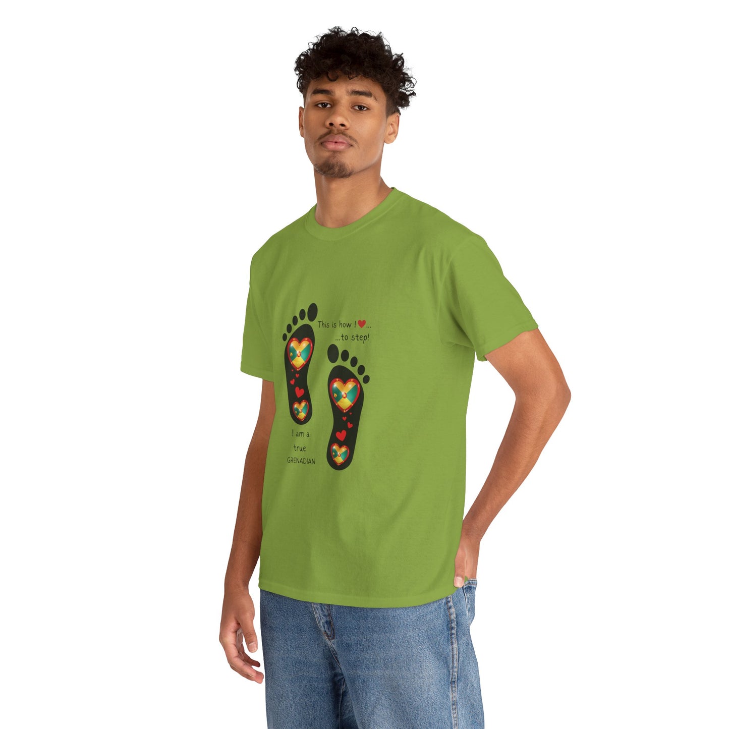 Unisex Heavy Cotton Tee - LoveJustJules Grenadian Heart Flag Tee - Gift Idea