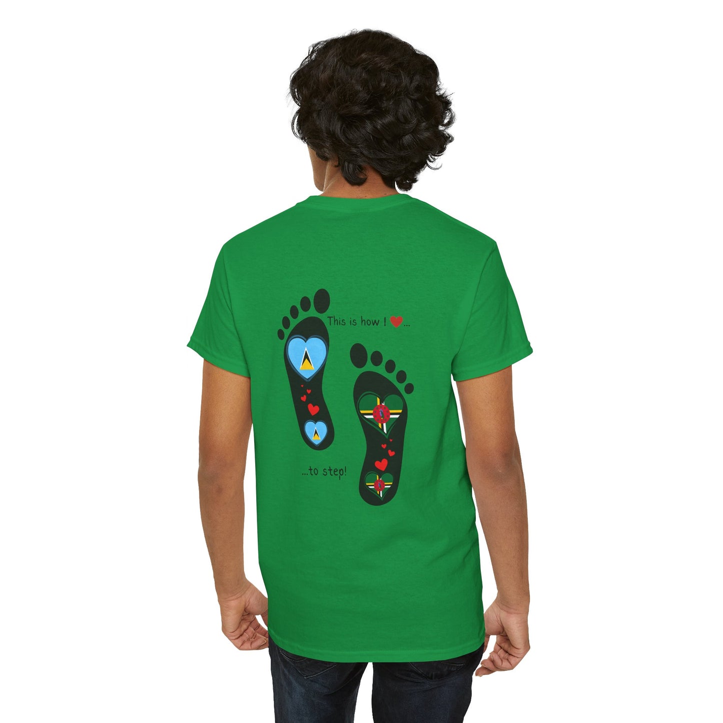 Caribbean Fusion: Footprint Flags Tee - Celebrate Saint Lucia & Dominica in Style!