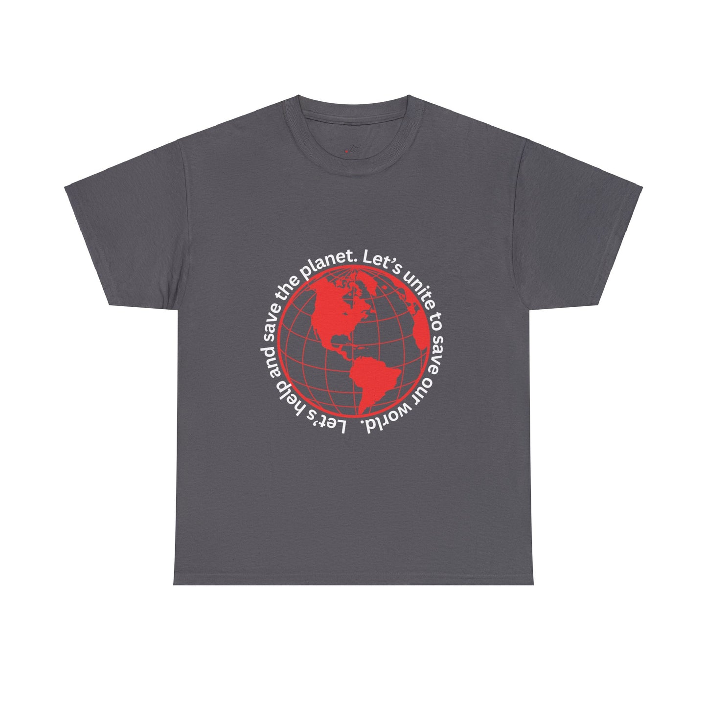 Eco-Friendly Unisex Tee: - Red Outlined World Unisex Tee- Heavy Cotton Tee