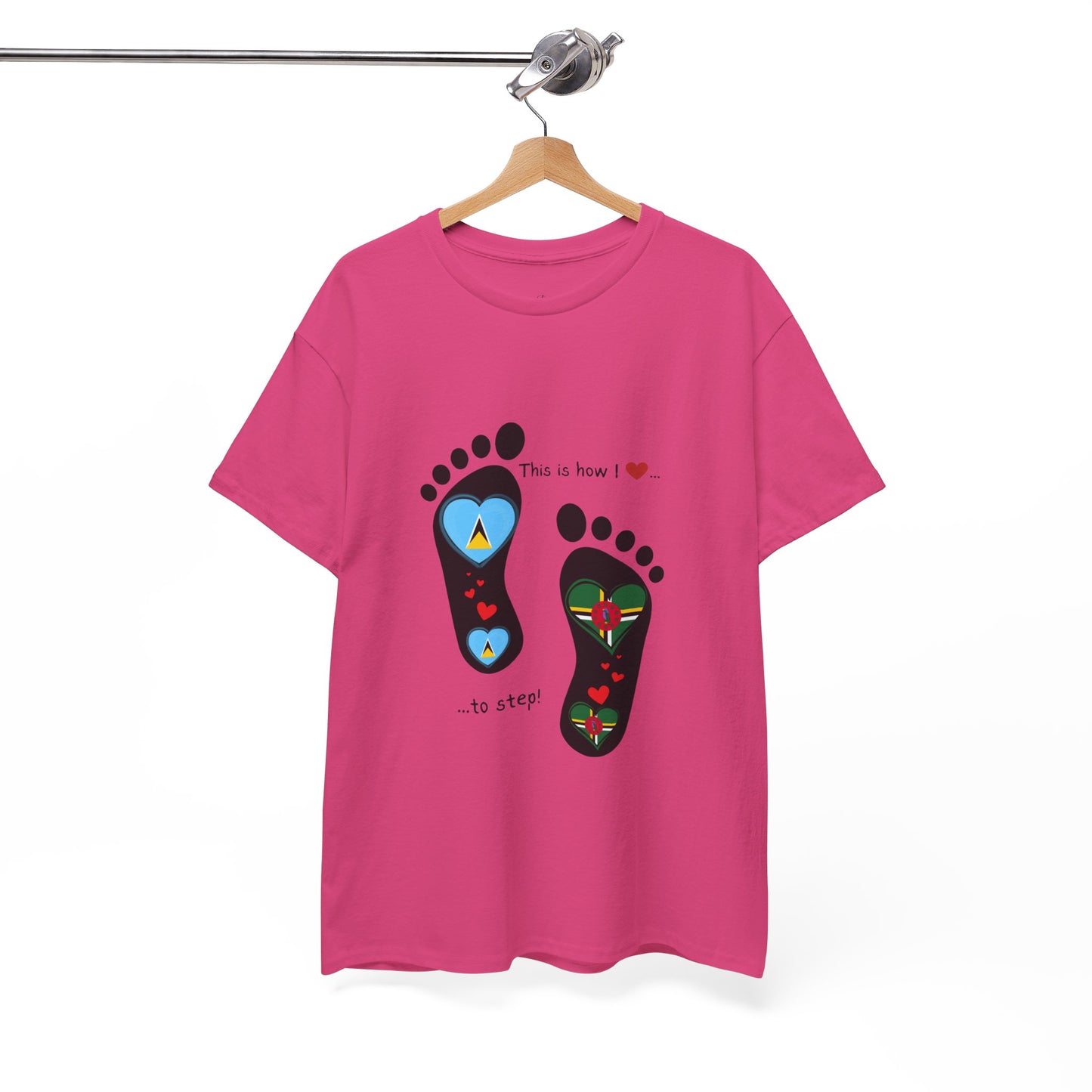 Caribbean Fusion: Footprint Flags Tee - Celebrate Saint Lucia & Dominica in Style!