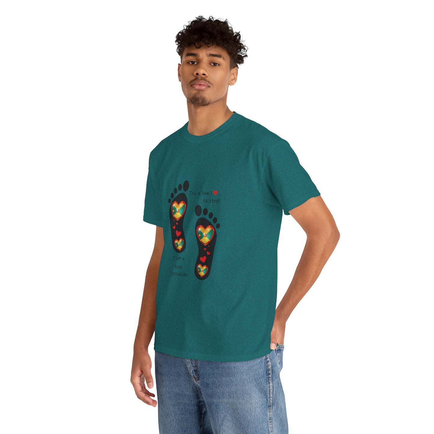 Unisex Heavy Cotton Tee - LoveJustJules Grenadian Heart Flag Tee - Gift Idea