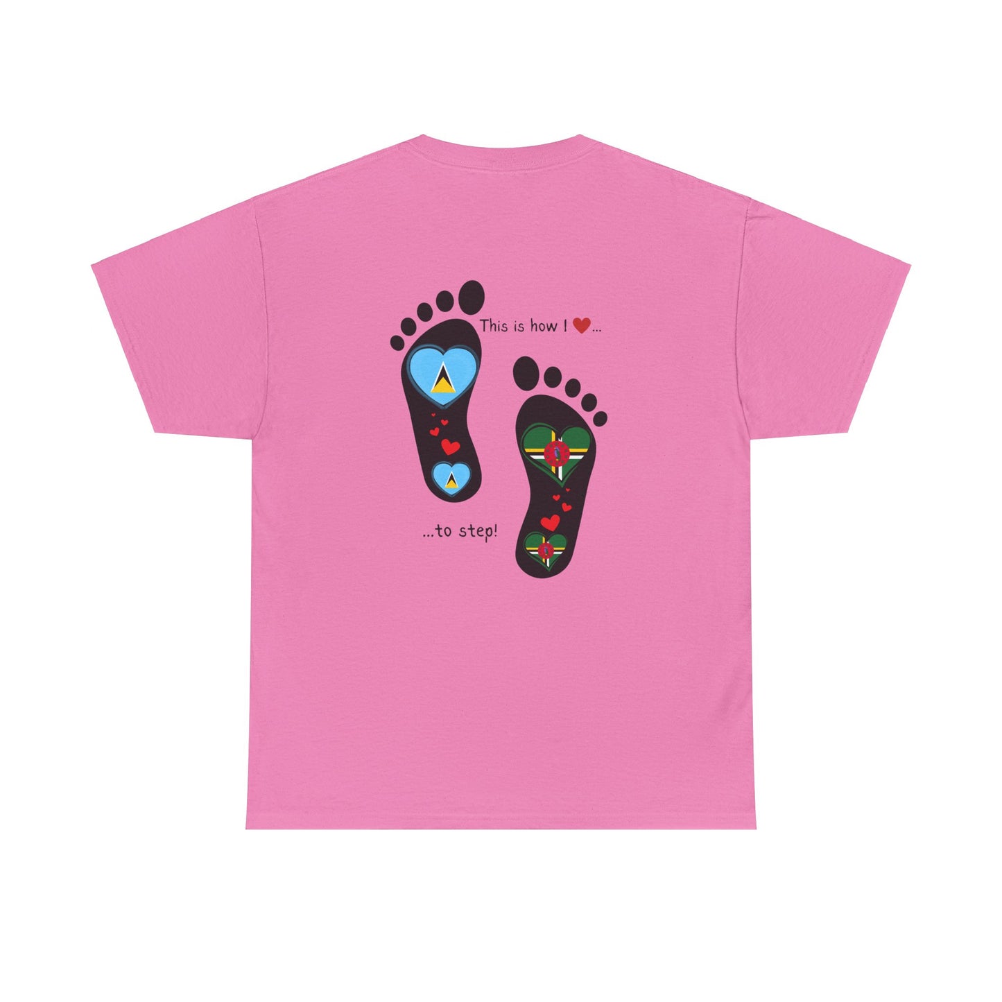 Caribbean Fusion: Footprint Flags Tee - Celebrate Saint Lucia & Dominica in Style!