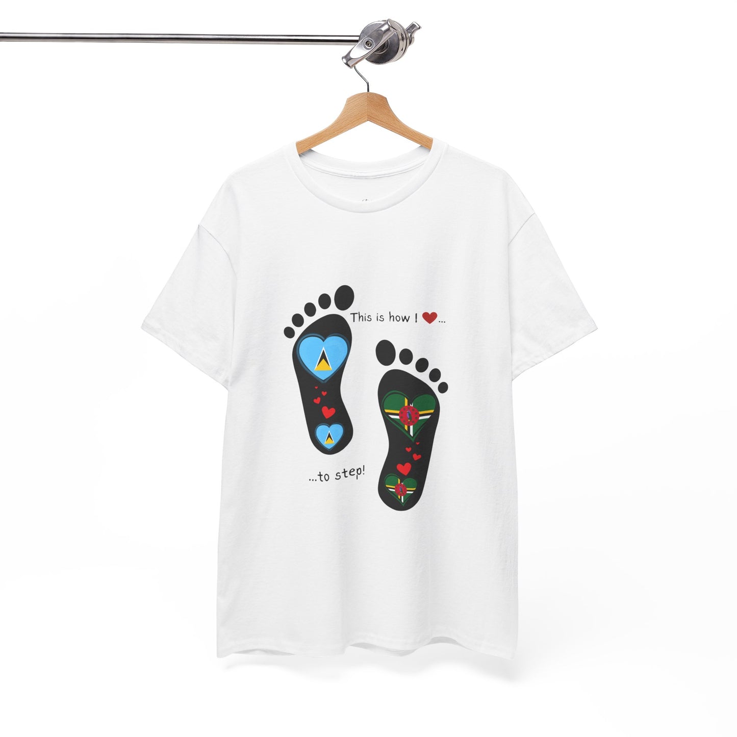 Caribbean Fusion: Footprint Flags Tee - Celebrate Saint Lucia & Dominica in Style!