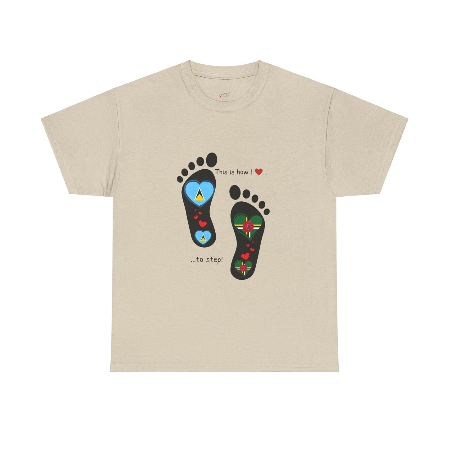 Caribbean Fusion: Footprint Flags Tee - Celebrate Saint Lucia & Dominica in Style!