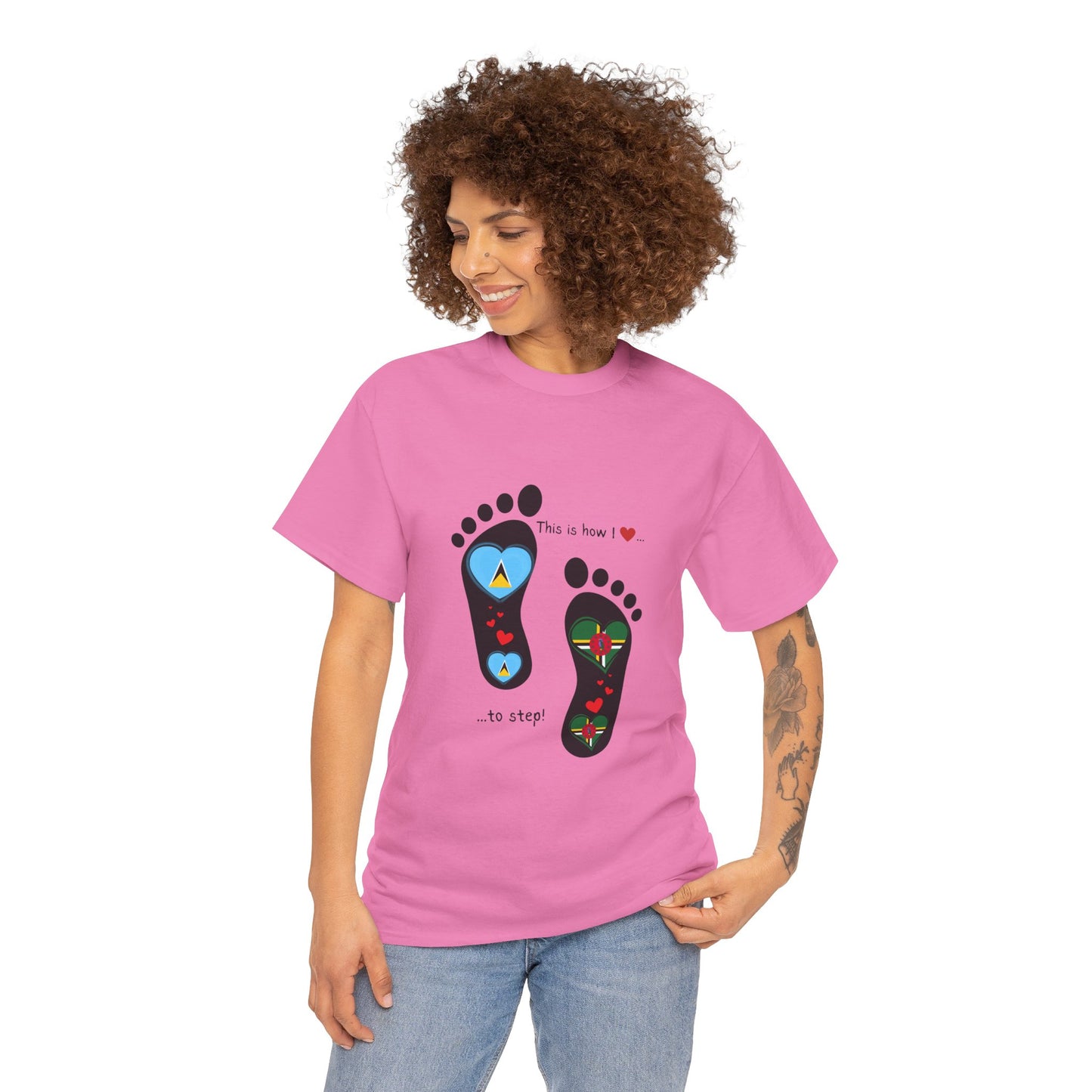 Caribbean Fusion: Footprint Flags Tee - Celebrate Saint Lucia & Dominica in Style!