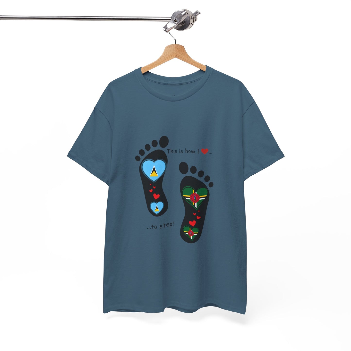 Caribbean Fusion: Footprint Flags Tee - Celebrate Saint Lucia & Dominica in Style!