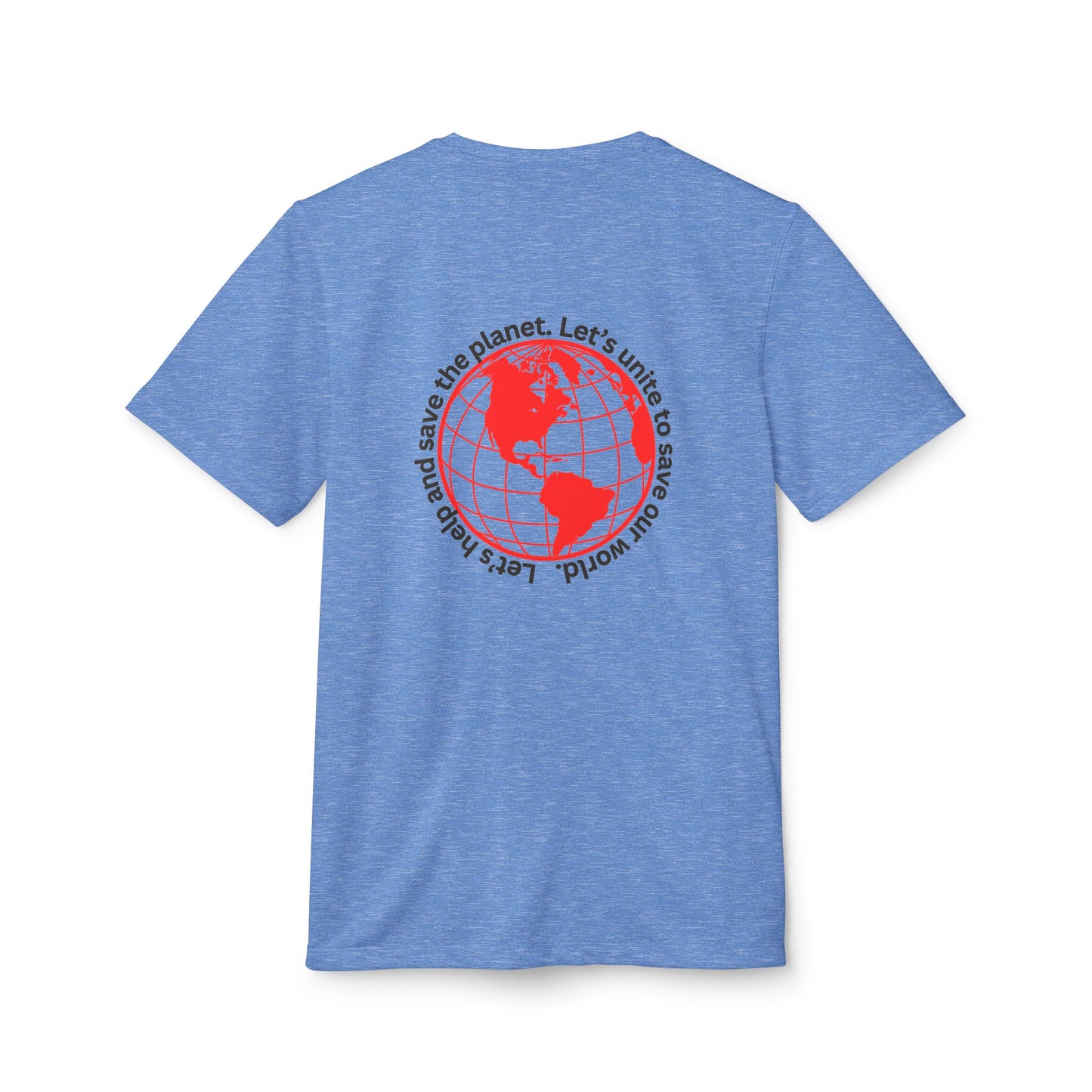 adidas® Unisex Sport T-shirt - Eco-Conscious-Message - Red Outlined World Tee -LoveJustJules - Custom-Designed Apparel