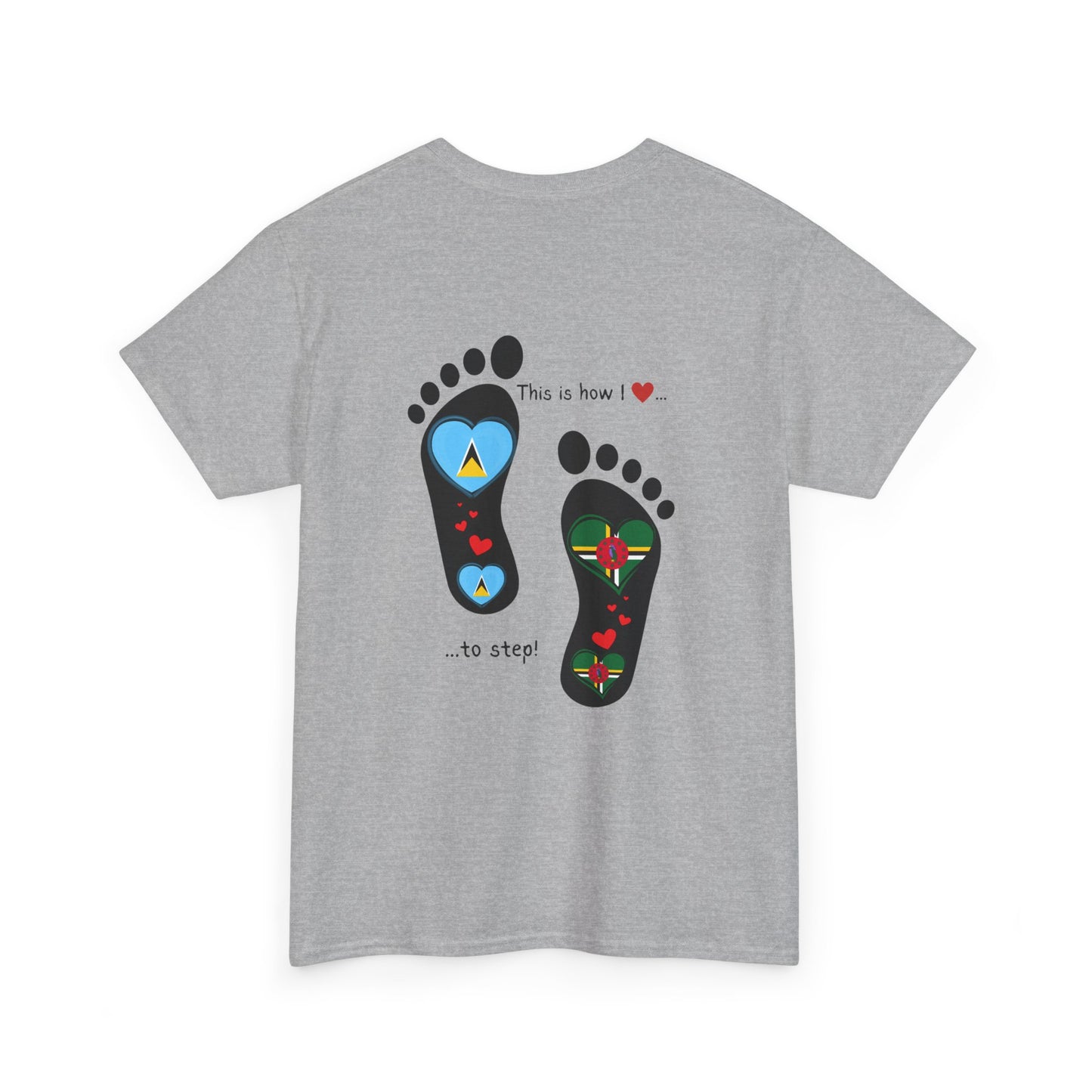 Caribbean Fusion: Footprint Flags Tee - Celebrate Saint Lucia & Dominica in Style!