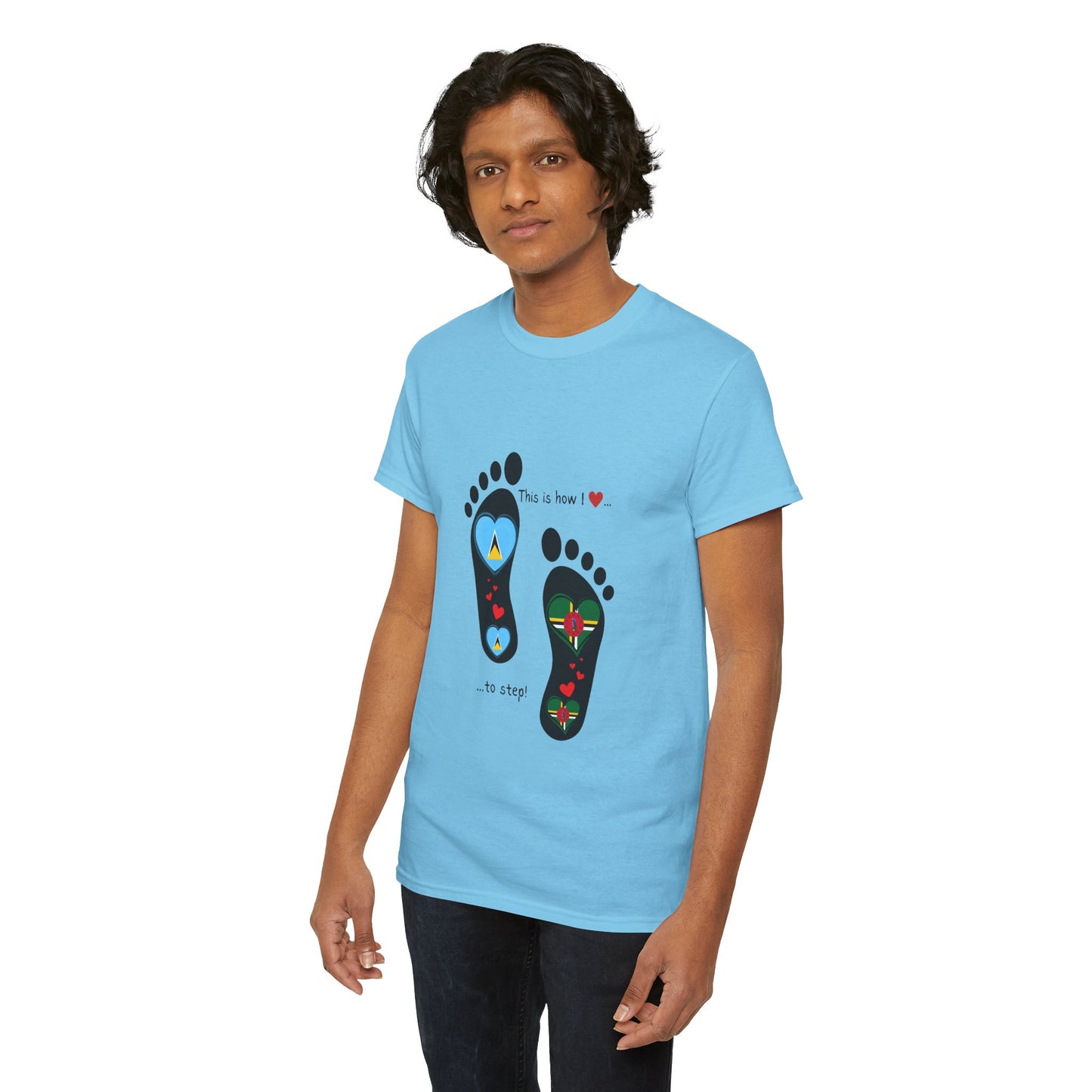 Caribbean Fusion: Footprint Flags Tee - Celebrate Saint Lucia & Dominica in Style!