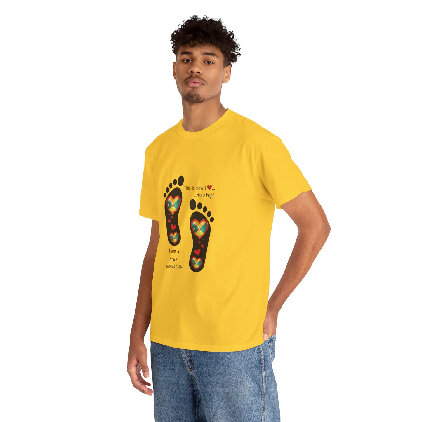 Unisex Heavy Cotton Tee - LoveJustJules Grenadian Heart Flag Tee - Gift Idea