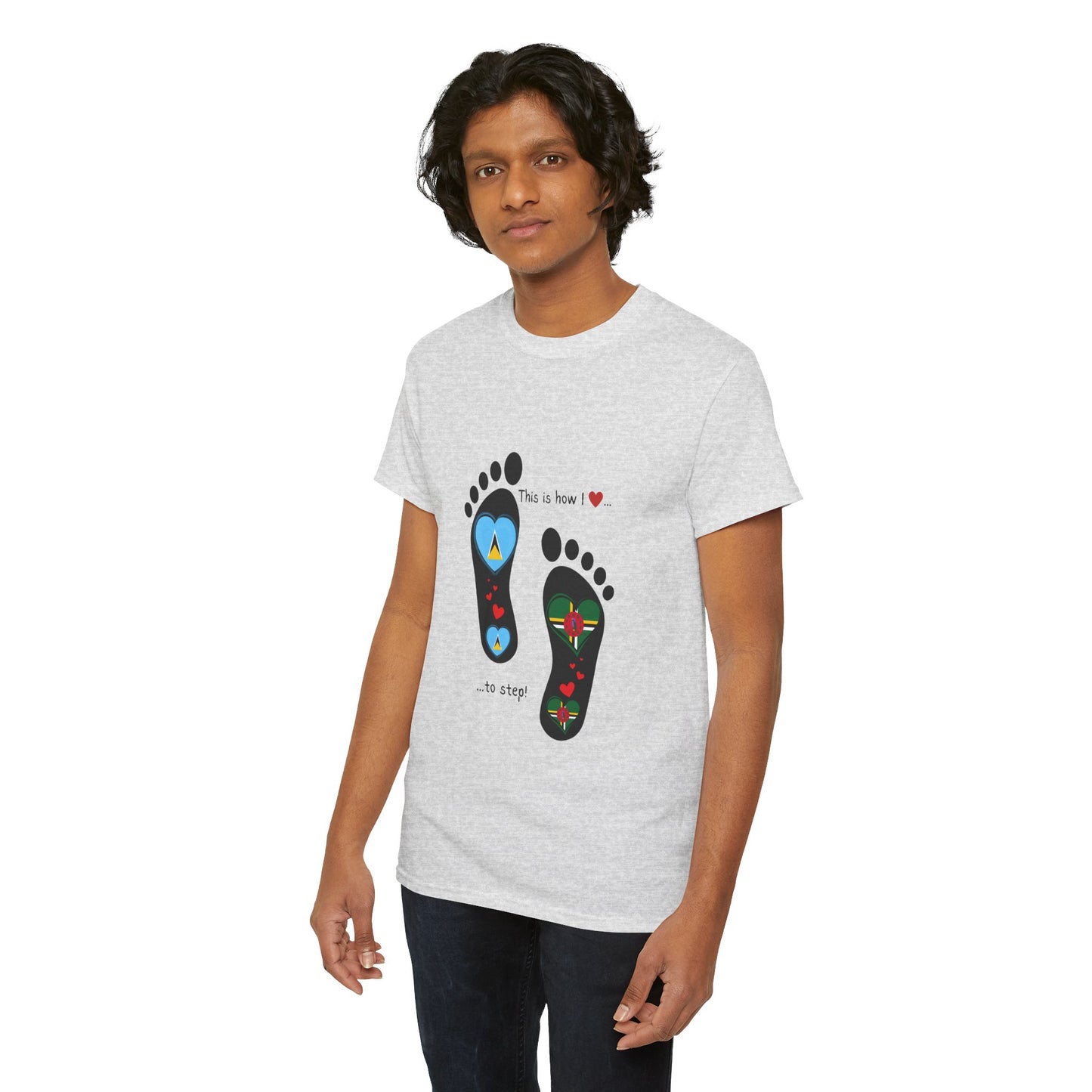 Caribbean Fusion: Footprint Flags Tee - Celebrate Saint Lucia & Dominica in Style!
