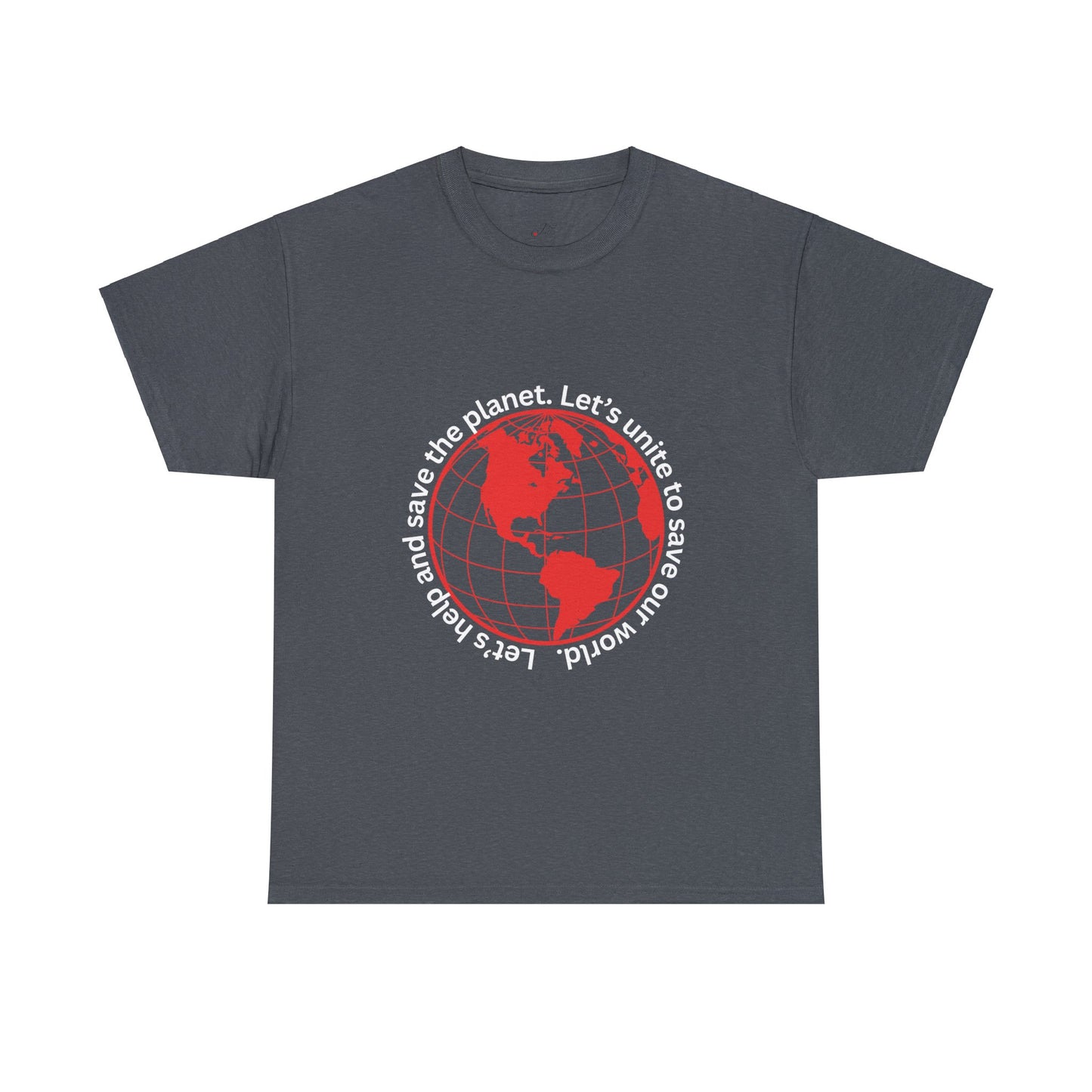Eco-Friendly Unisex Tee: - Red Outlined World Unisex Tee- Heavy Cotton Tee