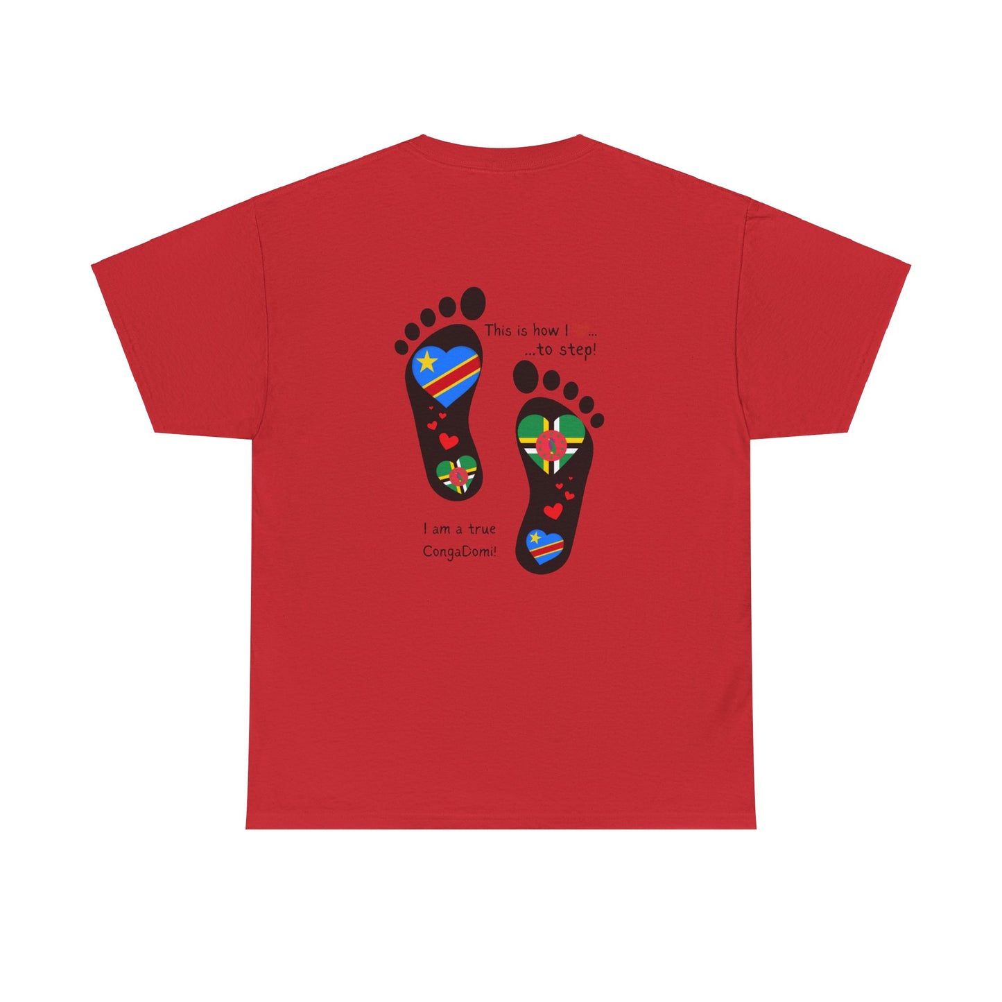 Unisex Heavy Cotton Tee - LoveJustJules - "Heritage Fusion: Celebrating Congo & Dominica in Every Step"