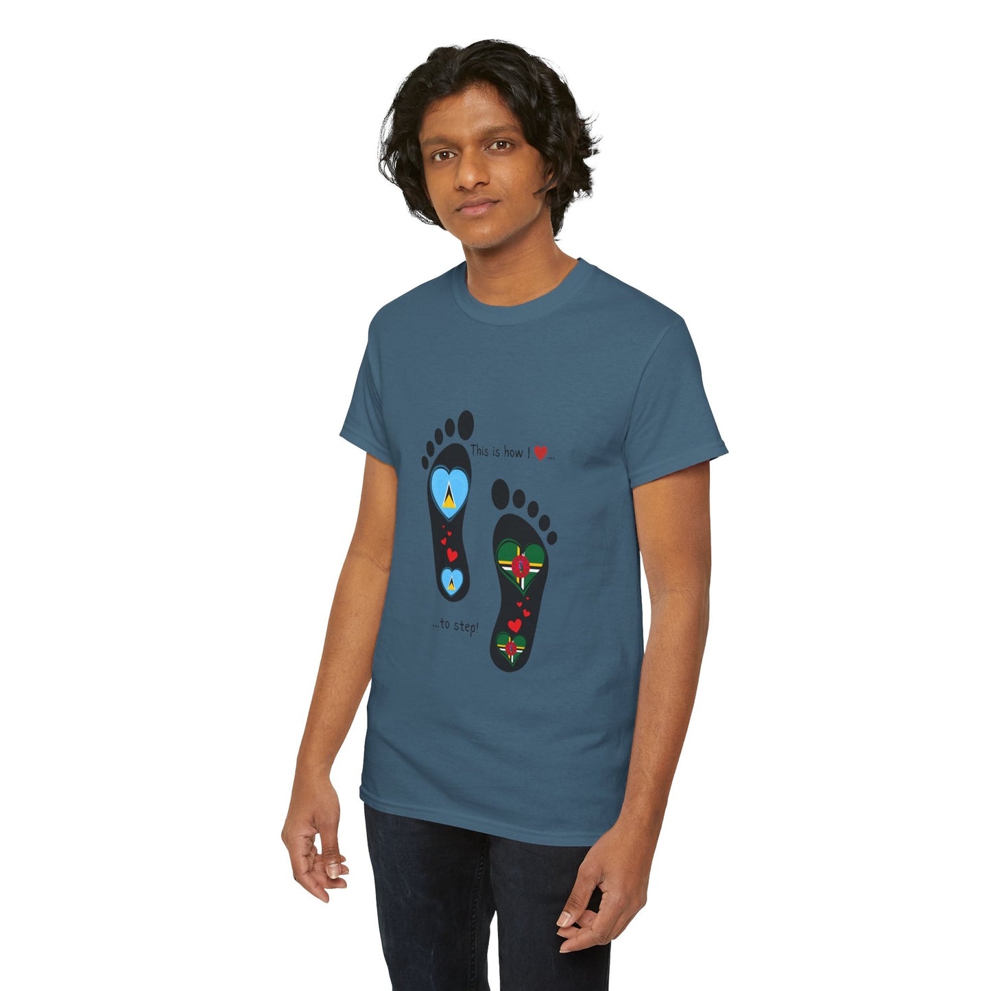 Caribbean Fusion: Footprint Flags Tee - Celebrate Saint Lucia & Dominica in Style!