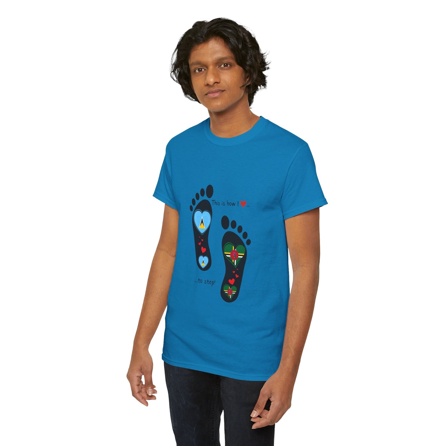Caribbean Fusion: Footprint Flags Tee - Celebrate Saint Lucia & Dominica in Style!