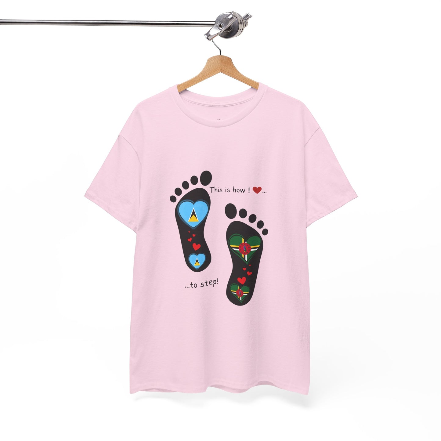 Caribbean Fusion: Footprint Flags Tee - Celebrate Saint Lucia & Dominica in Style!