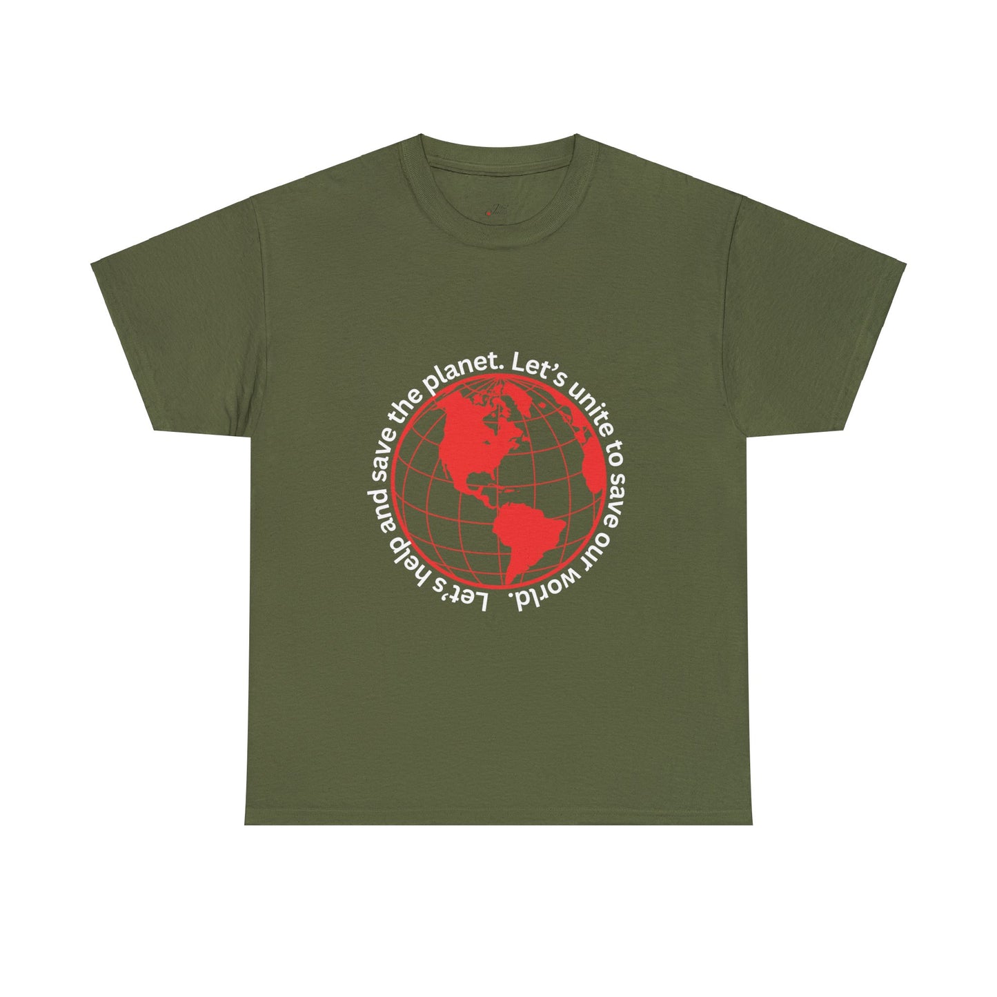 Eco-Friendly Unisex Tee: - Red Outlined World Unisex Tee- Heavy Cotton Tee