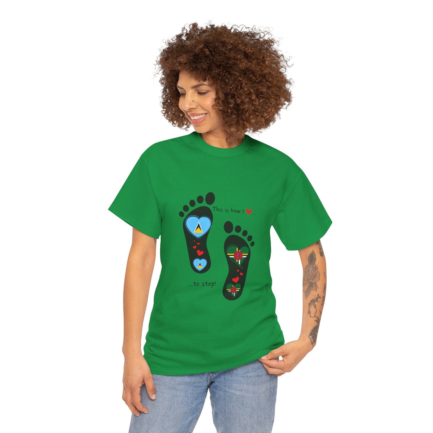 Caribbean Fusion: Footprint Flags Tee - Celebrate Saint Lucia & Dominica in Style!