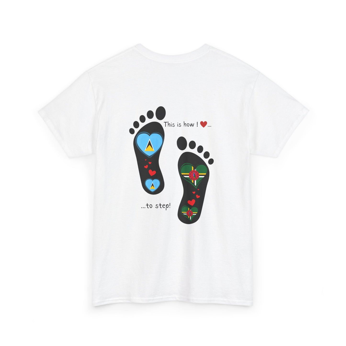 Caribbean Fusion: Footprint Flags Tee - Celebrate Saint Lucia & Dominica in Style!