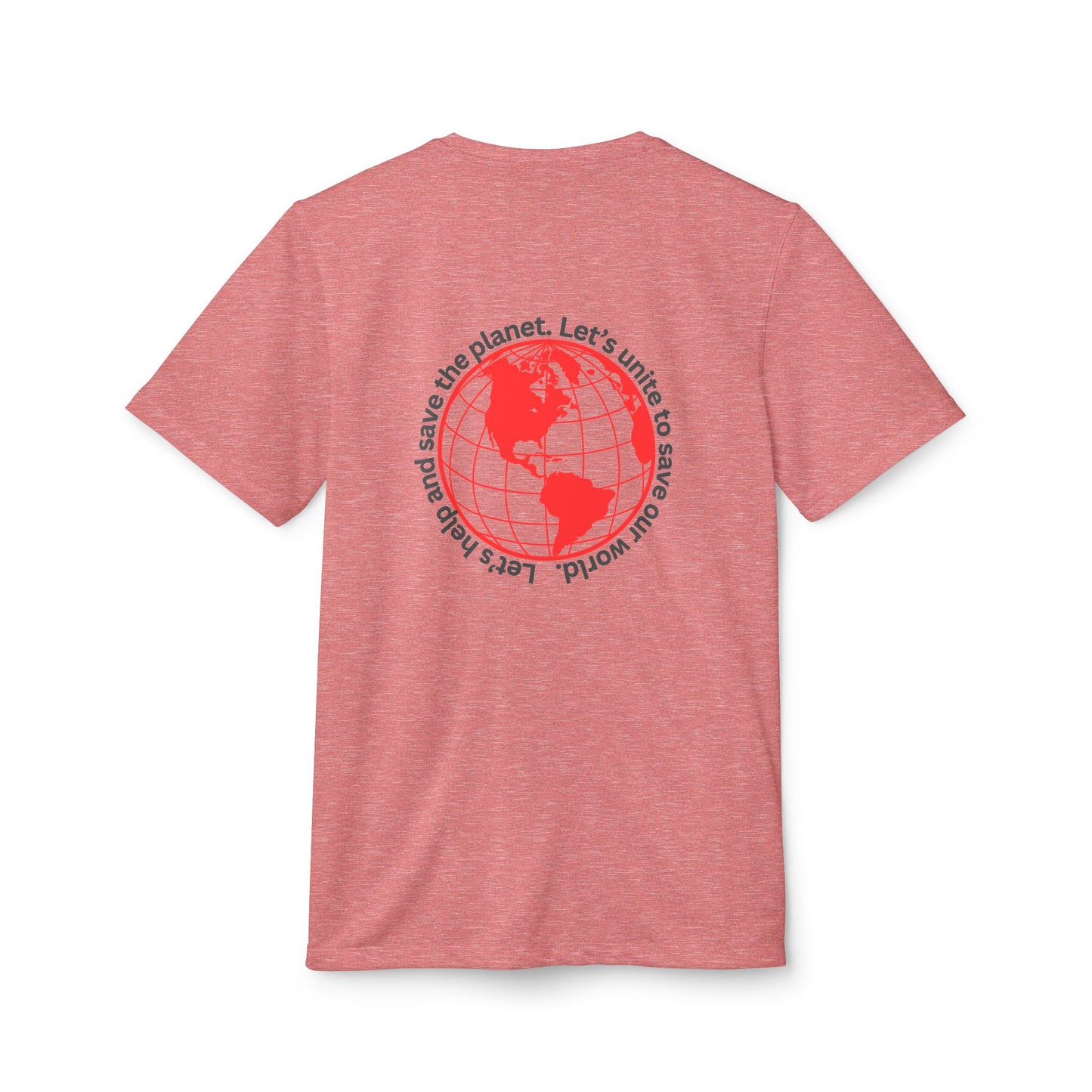 adidas® Unisex Sport T-shirt - Eco-Conscious-Message - Red Outlined World Tee -LoveJustJules - Custom-Designed Apparel