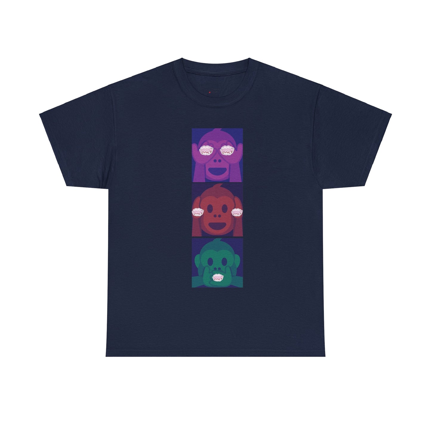 Introducing our Exclusive "See No Evil, Hear No Evil, Speak No Evil" Poop Emoji Graphic Tee-Shirt!