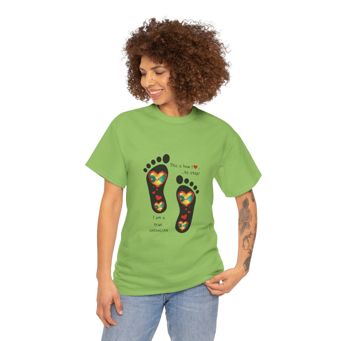Unisex Heavy Cotton Tee - LoveJustJules Grenadian Heart Flag Tee - Gift Idea