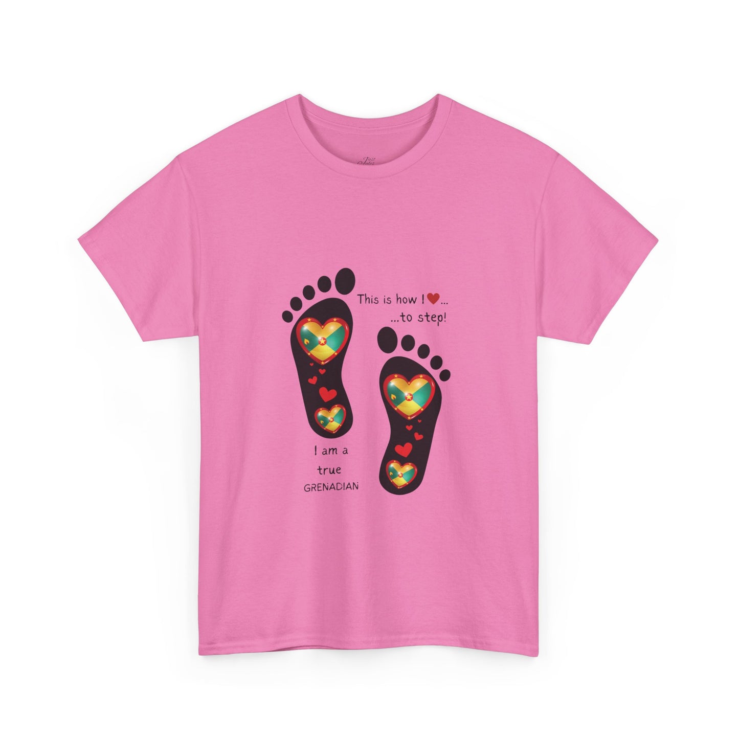 Unisex Heavy Cotton Tee - LoveJustJules Grenadian Heart Flag Tee - Gift Idea