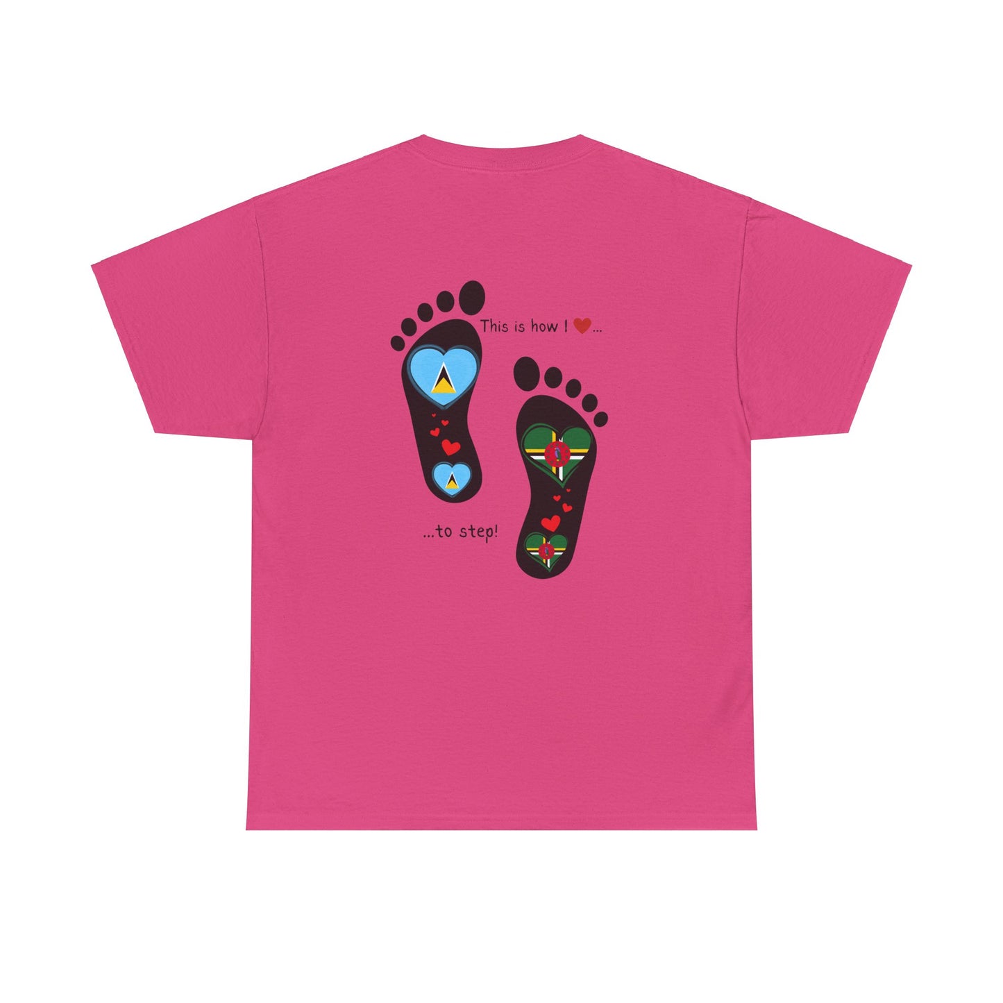 Caribbean Fusion: Footprint Flags Tee - Celebrate Saint Lucia & Dominica in Style!