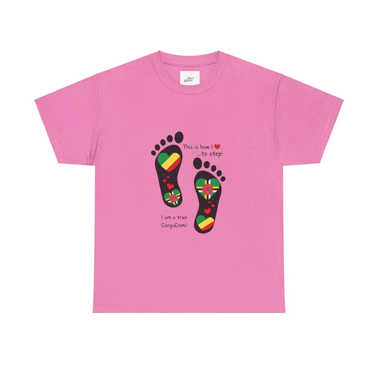 Unisex Heavy Cotton Tee - "Celebrating The Republic of the Congo & Dominica in Every Step" - Heritage Fusion By LoveJustJules