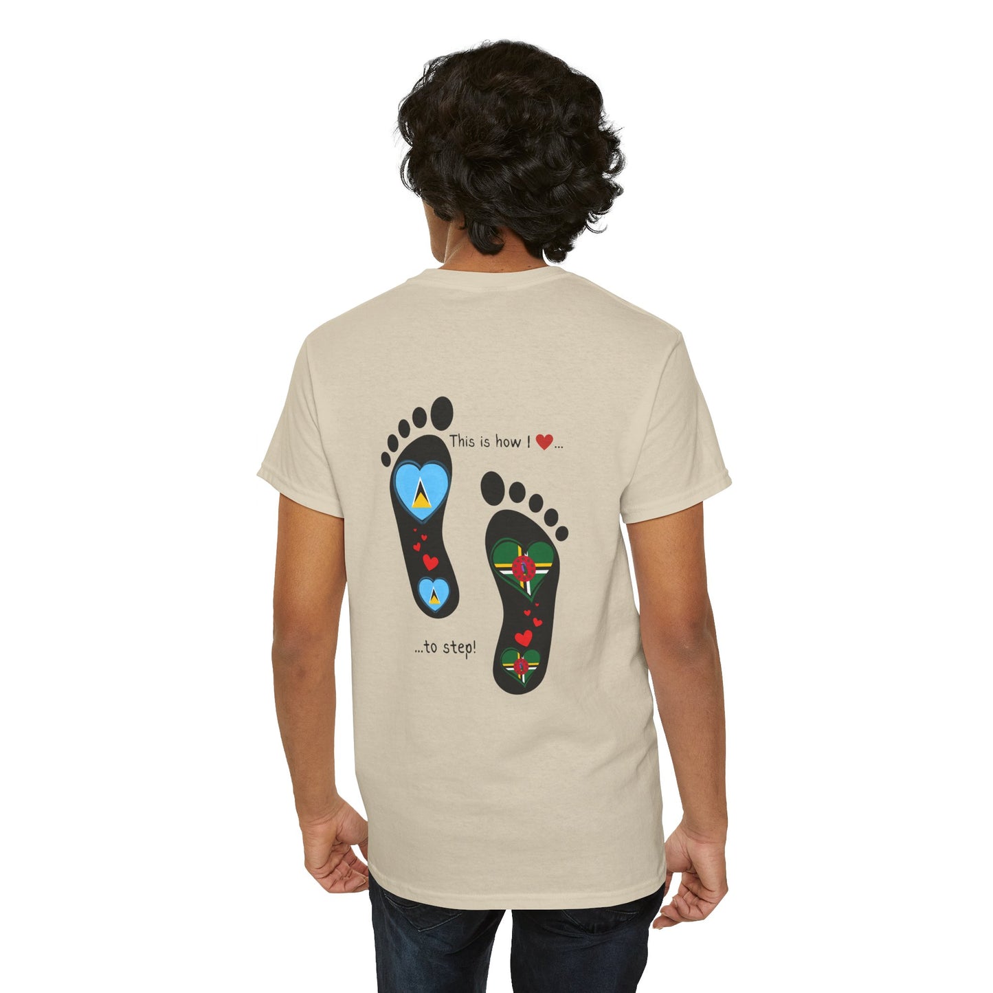 Caribbean Fusion: Footprint Flags Tee - Celebrate Saint Lucia & Dominica in Style!