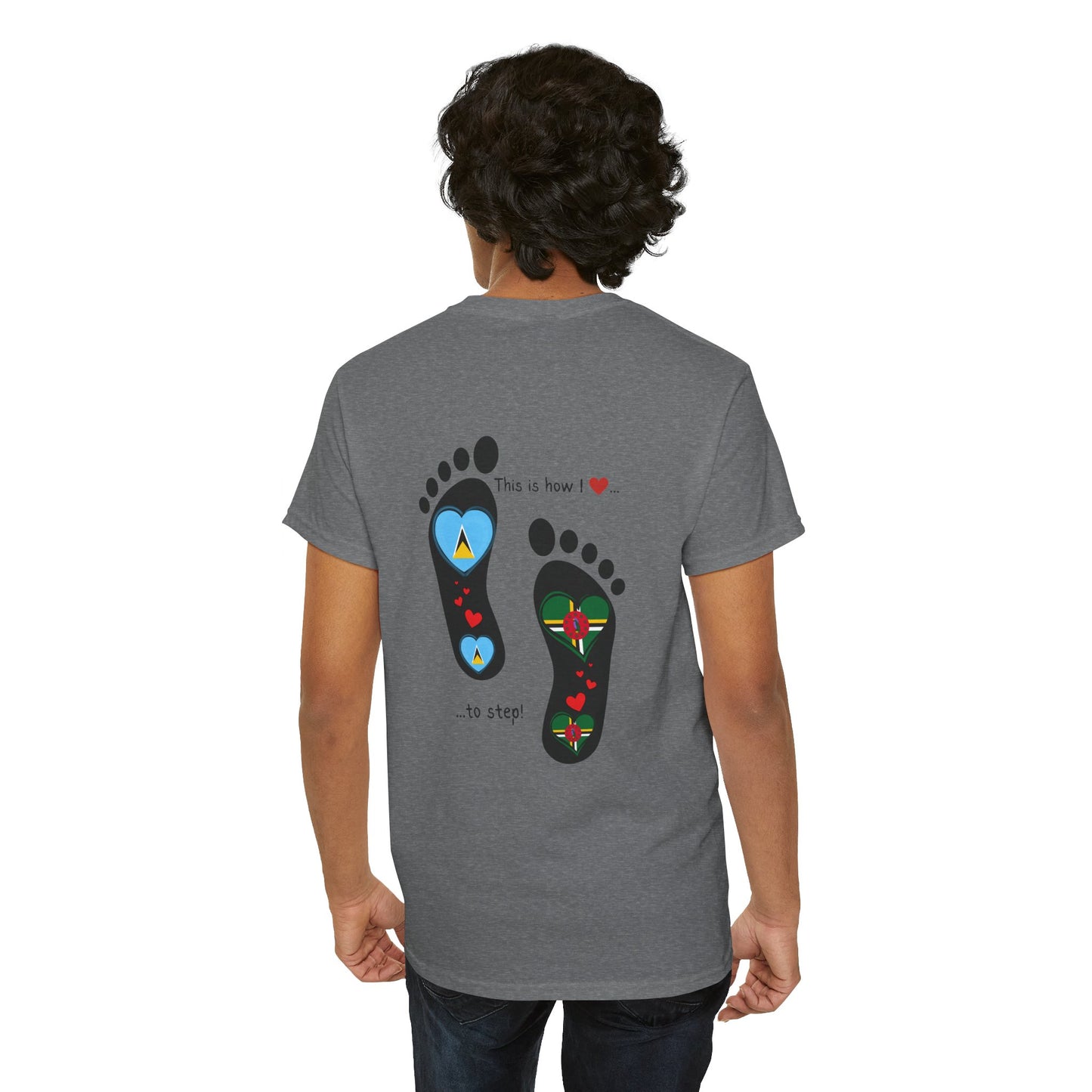Caribbean Fusion: Footprint Flags Tee - Celebrate Saint Lucia & Dominica in Style!