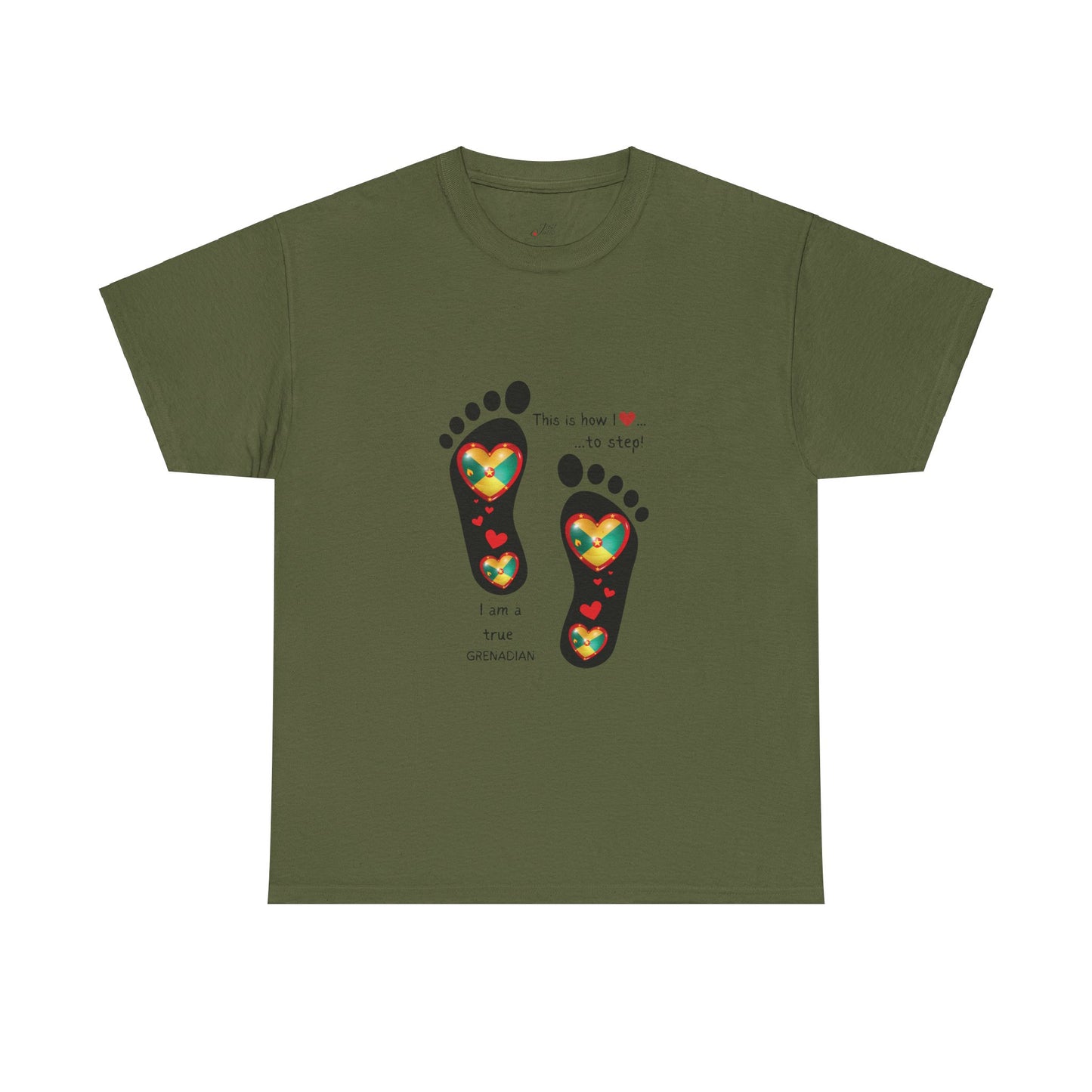 Unisex Heavy Cotton Tee - LoveJustJules Grenadian Heart Flag Tee - Gift Idea