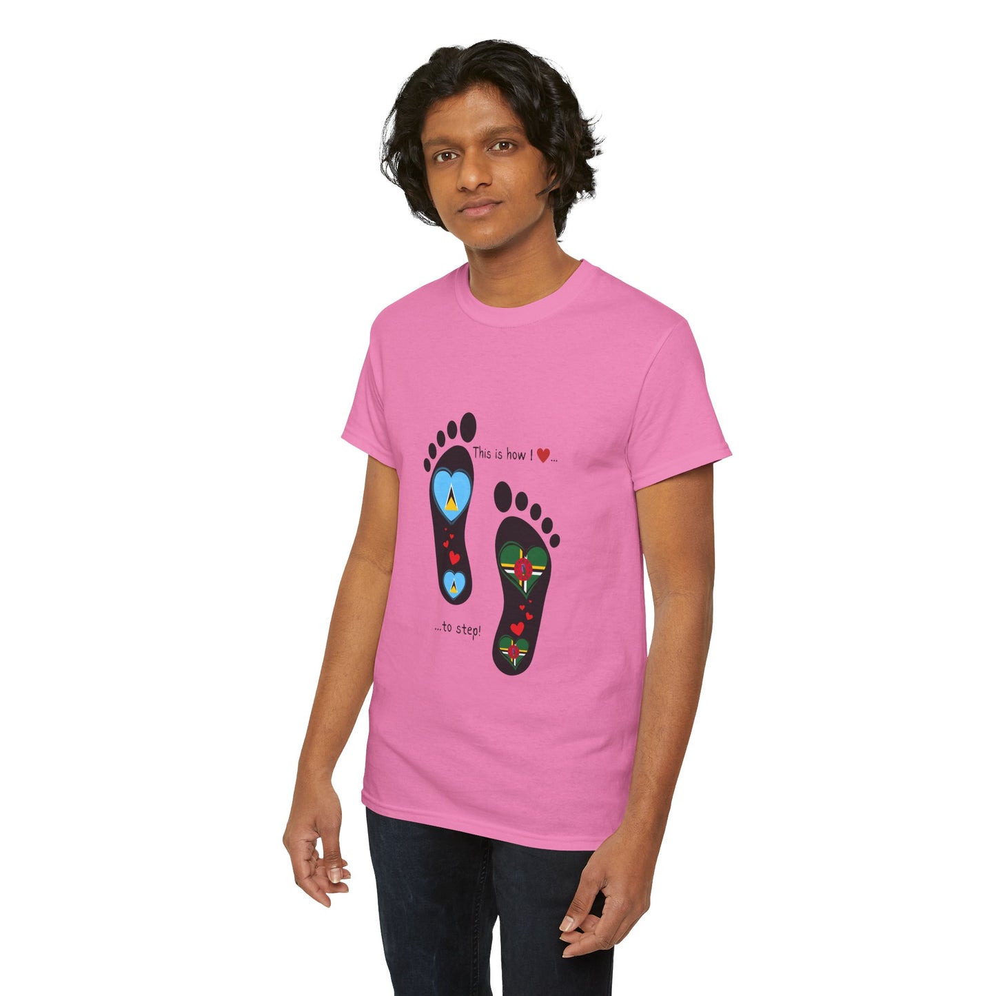 Caribbean Fusion: Footprint Flags Tee - Celebrate Saint Lucia & Dominica in Style!