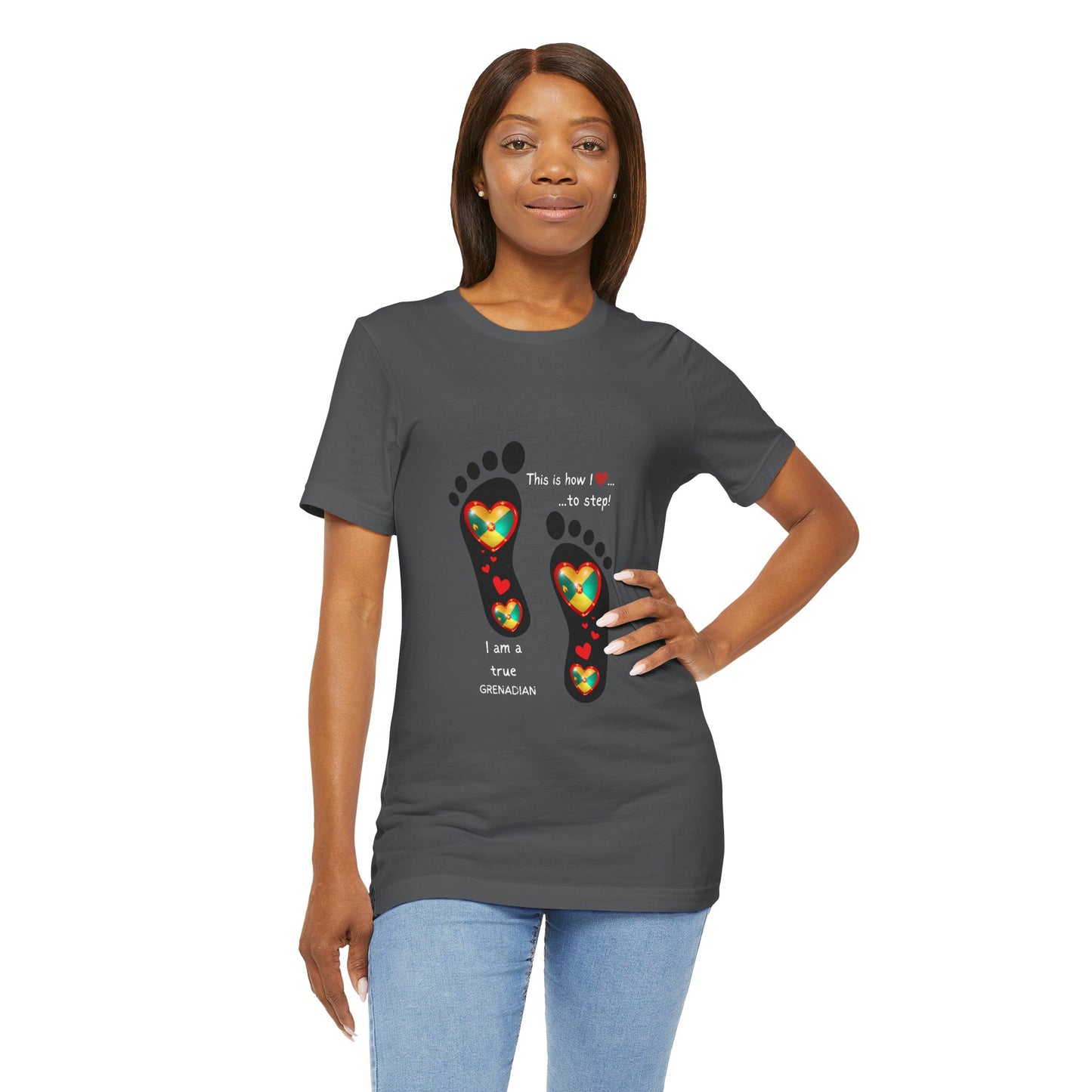 Unisex Jersey Short Sleeve Tee - LoveJustJules Grenadian Heart Flag Tee - Gift Idea