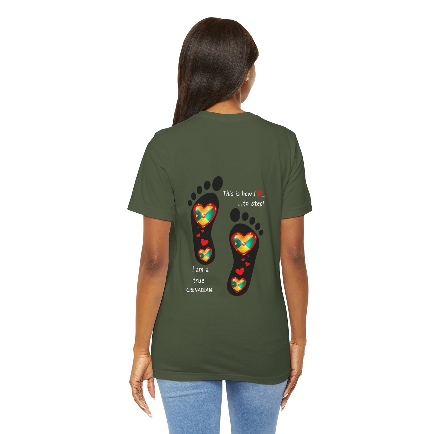 Unisex Jersey Short Sleeve Tee - LoveJustJules Grenadian Heart Flag Tee - Gift Idea