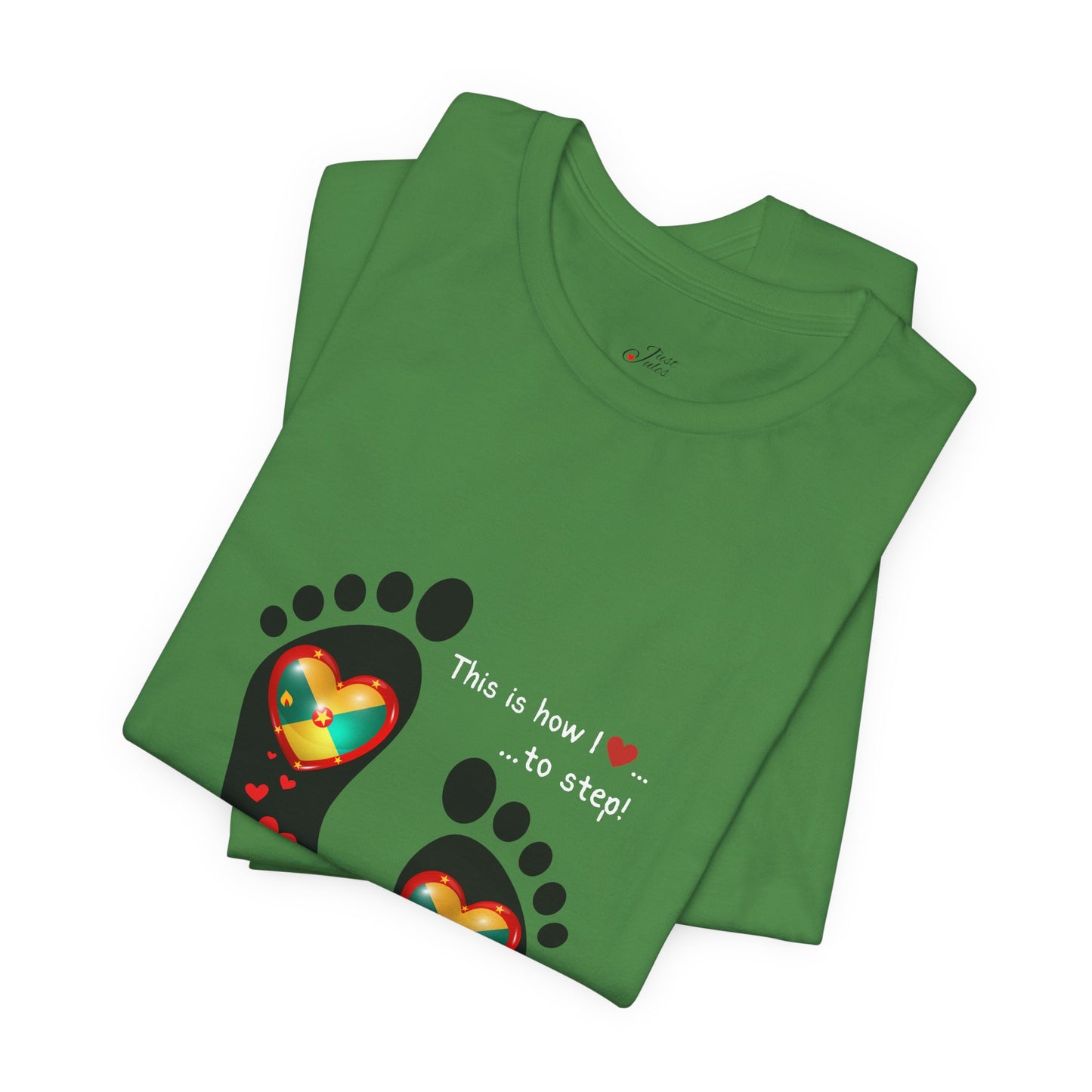 Unisex Jersey Short Sleeve Tee - LoveJustJules Grenadian Heart Flag Tee - Gift Idea