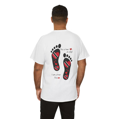 Introducing LoveJustJules's Exclusive Trinidad & Tobago Heart-Shaped Flags Footprint Tee - Trini flags in footprints.  Gift Idea.