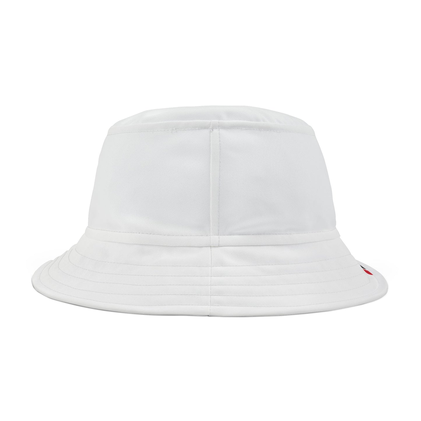 Heart-Shaped Trinidad & Tobago Flag Bucket Hat with 'All Up In My Head... I am a True Trini' Text.