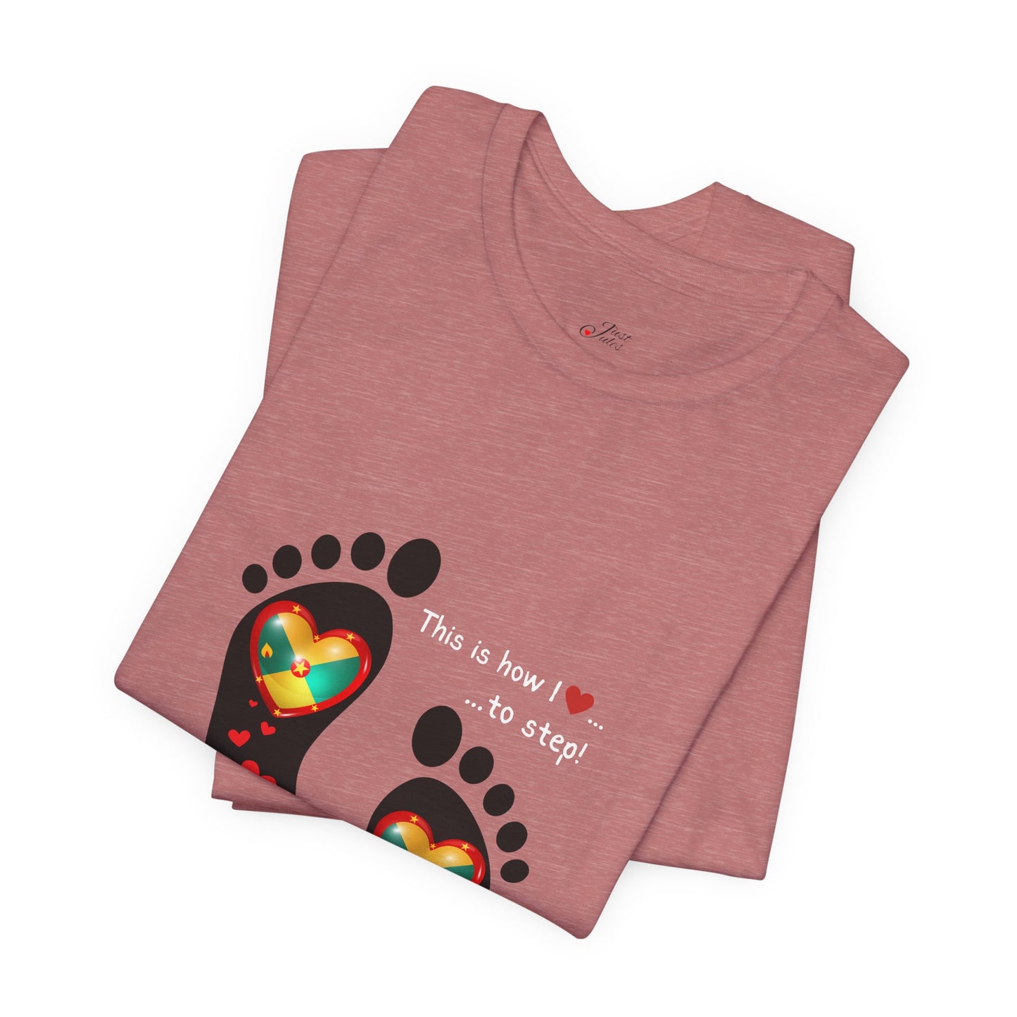 Unisex Jersey Short Sleeve Tee - LoveJustJules Grenadian Heart Flag Tee - Gift Idea