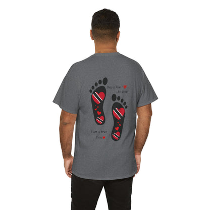 Introducing LoveJustJules's Exclusive Trinidad & Tobago Heart-Shaped Flags Footprint Tee - Trini flags in footprints.  Gift Idea.