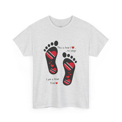 Introducing LoveJustJules's Exclusive Trinidad & Tobago Heart-Shaped Flags Footprint Tee - Trini flags in footprints.  Gift Idea.