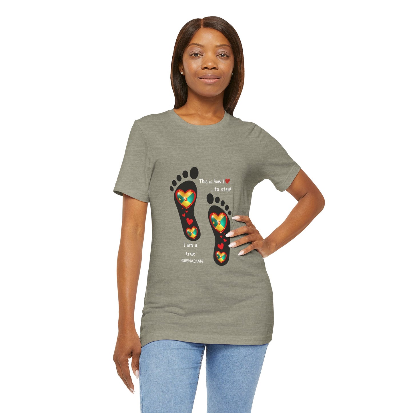 Unisex Jersey Short Sleeve Tee - LoveJustJules Grenadian Heart Flag Tee - Gift Idea