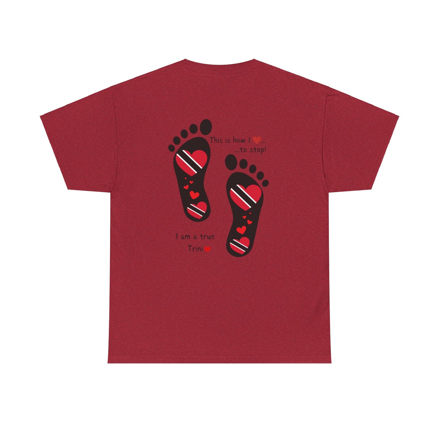 Introducing LoveJustJules's Exclusive Trinidad & Tobago Heart-Shaped Flags Footprint Tee - Trini flags in footprints.  Gift Idea.