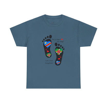 Unisex Heavy Cotton Tee - LoveJustJules - "Heritage Fusion: Celebrating Congo & Dominica in Every Step"